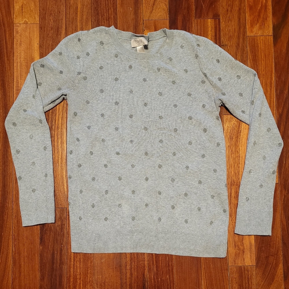 Loft Women's Silver Polka Dot Sweater